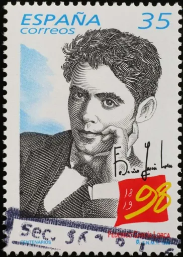 Imagen de un sello con la cara de Federico García Lorca